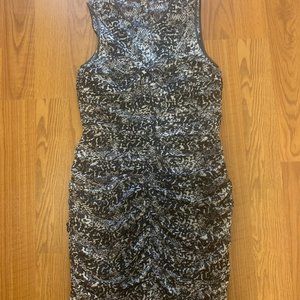 H&M Black and White Ruched mini dress Size 10 NWT